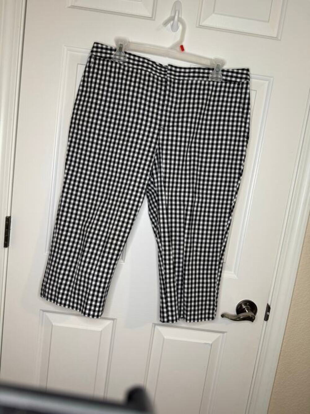 Chaps Cropped Black White Gingham Cotton Pants Preppy Summer Vacation 12 Petite